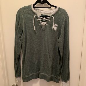 Michigan State lace tie sweatshirt